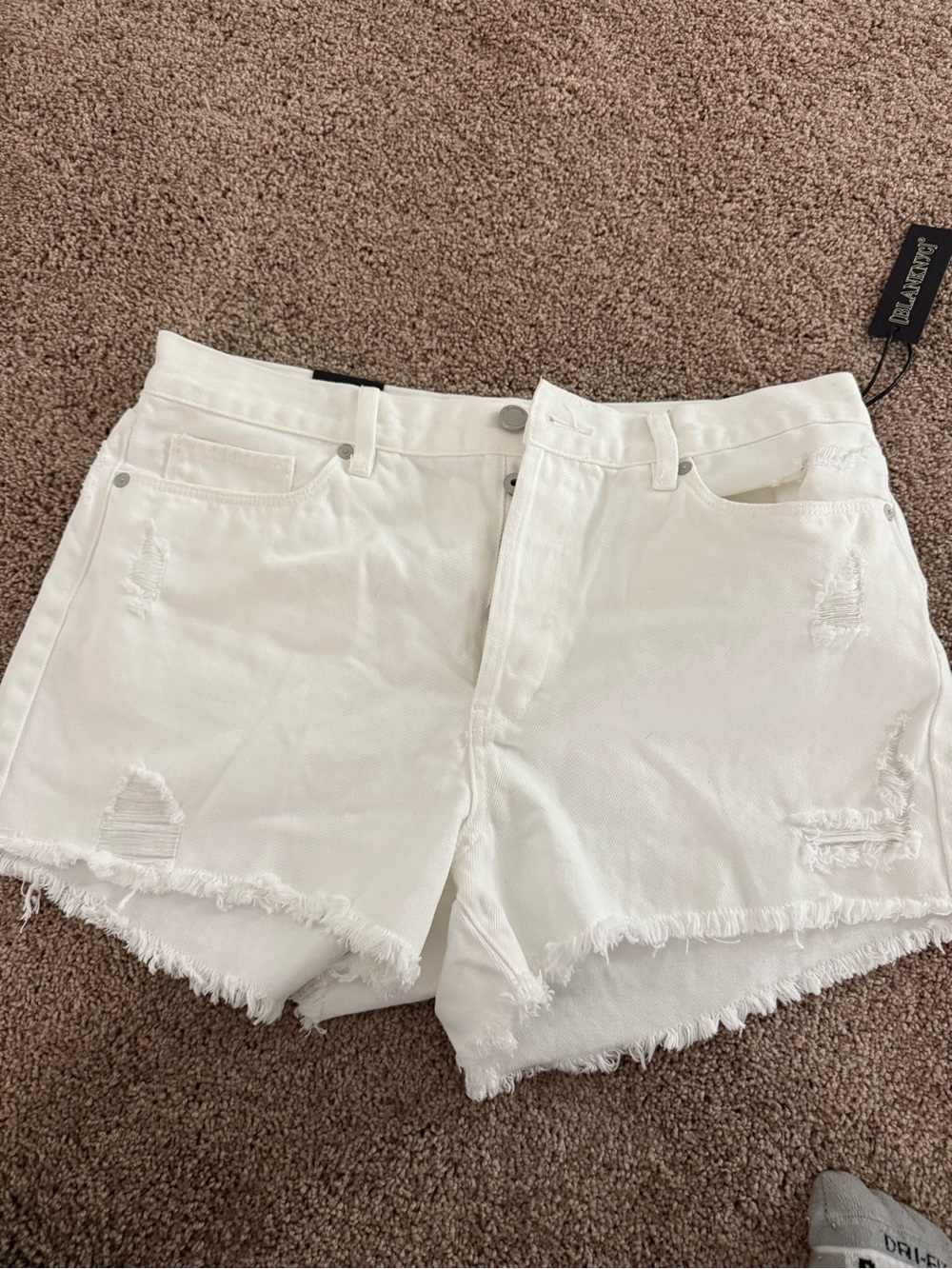 White Distressed Denim Shorts Blank NYC Size 31 (12) NWT